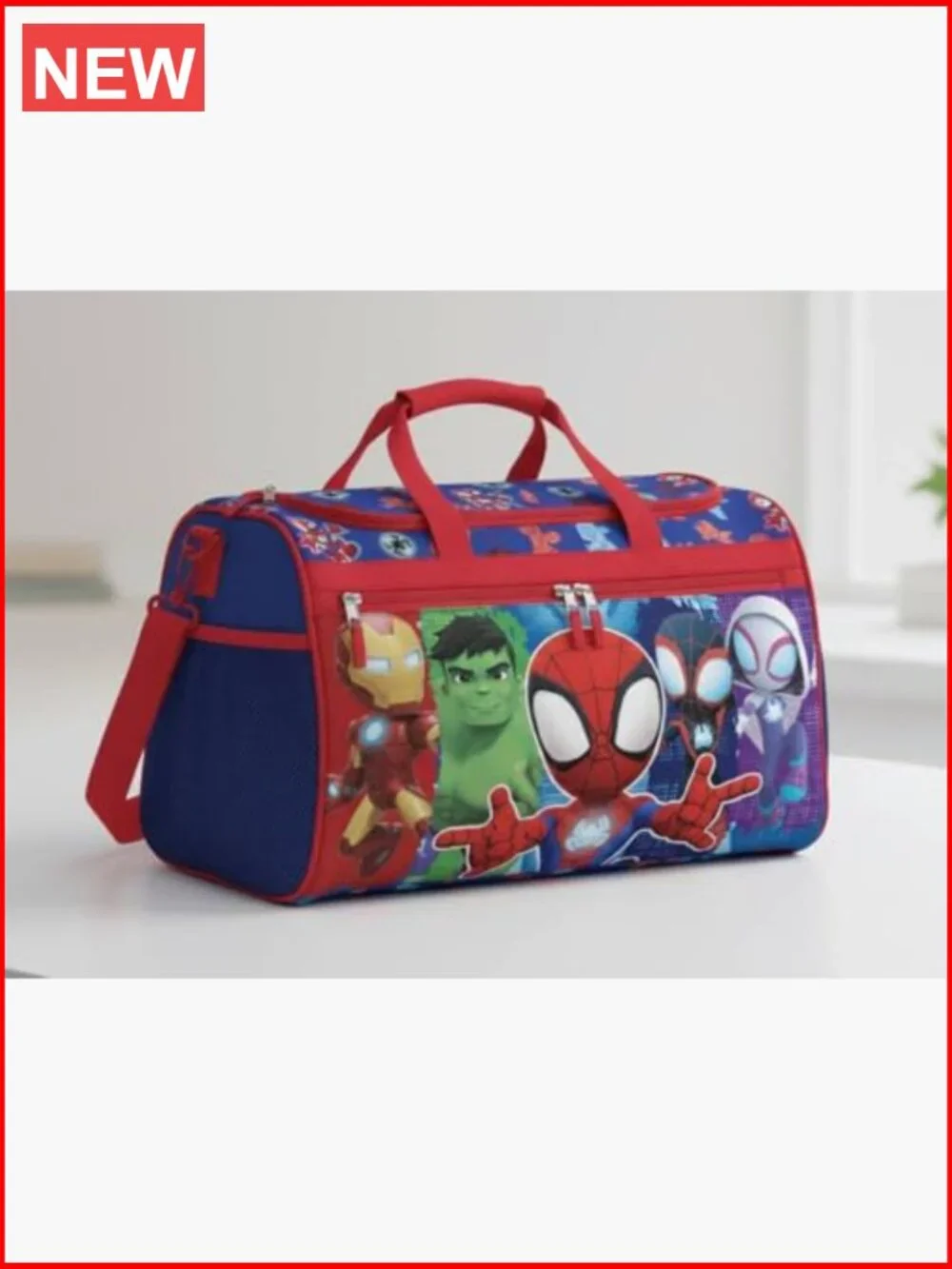 Kids Duffle Bag with Zipper Pocket, Mesh Sides & Strap - Travel & Sports